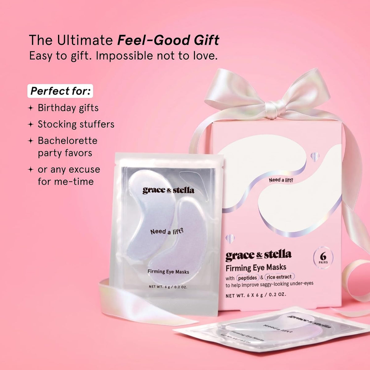 grace & stella Peptide Under Eye Patches with Niacinamide & Rice Extract