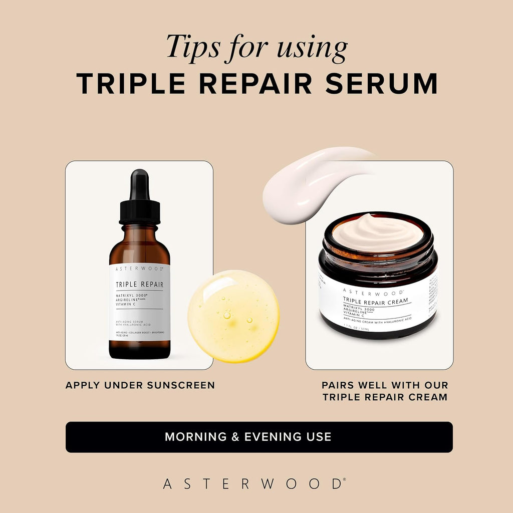 Asterwood Triple Repair Peptide Serum, Matrixyl 3000, Argireline & Vit. C