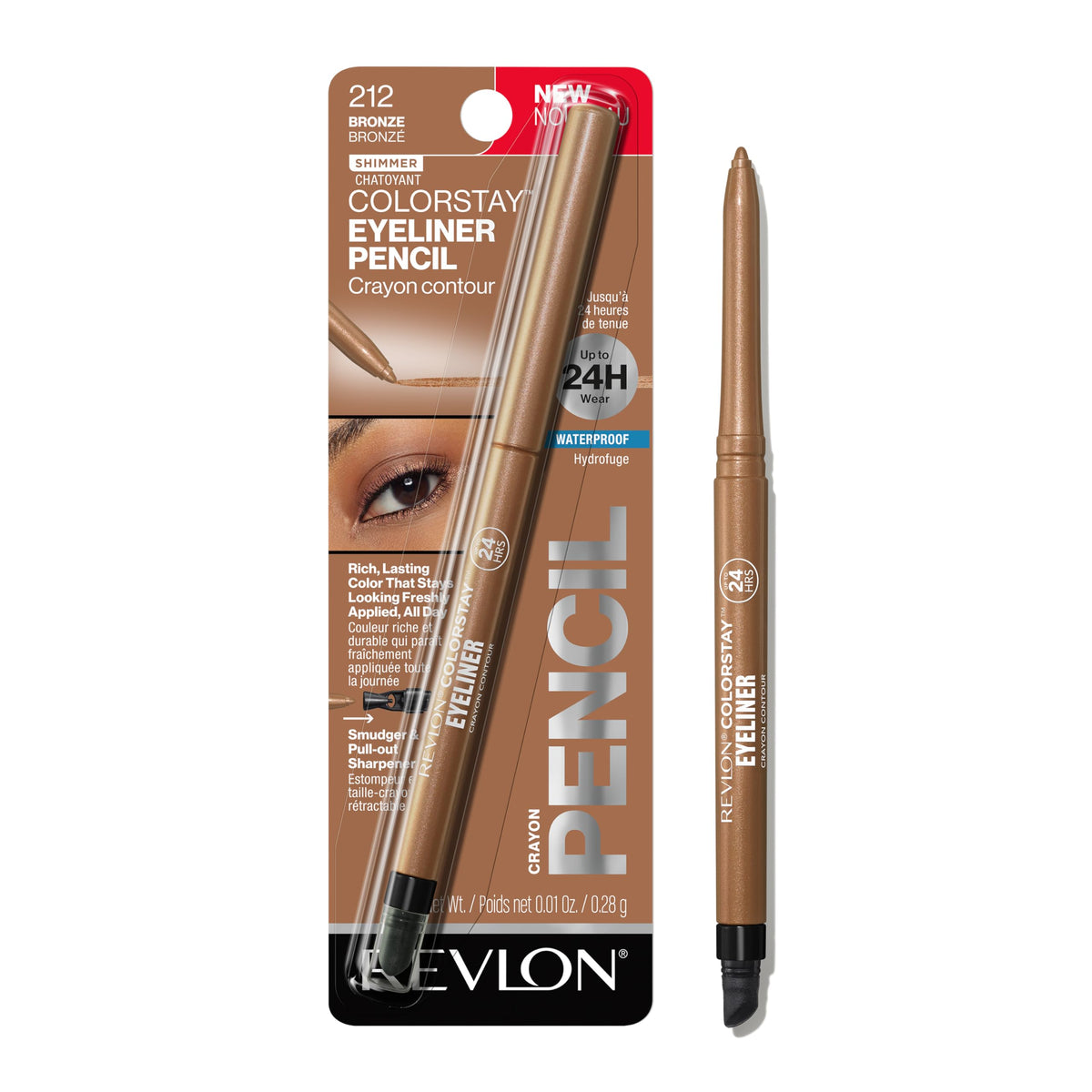 Revlon ColorStay Pencil Waterproof Eyeliner, Smudge-Proof, Eye Makeup with Built-In Sharpener, Packaging May Vary, 210 Teal, 0.01 oz