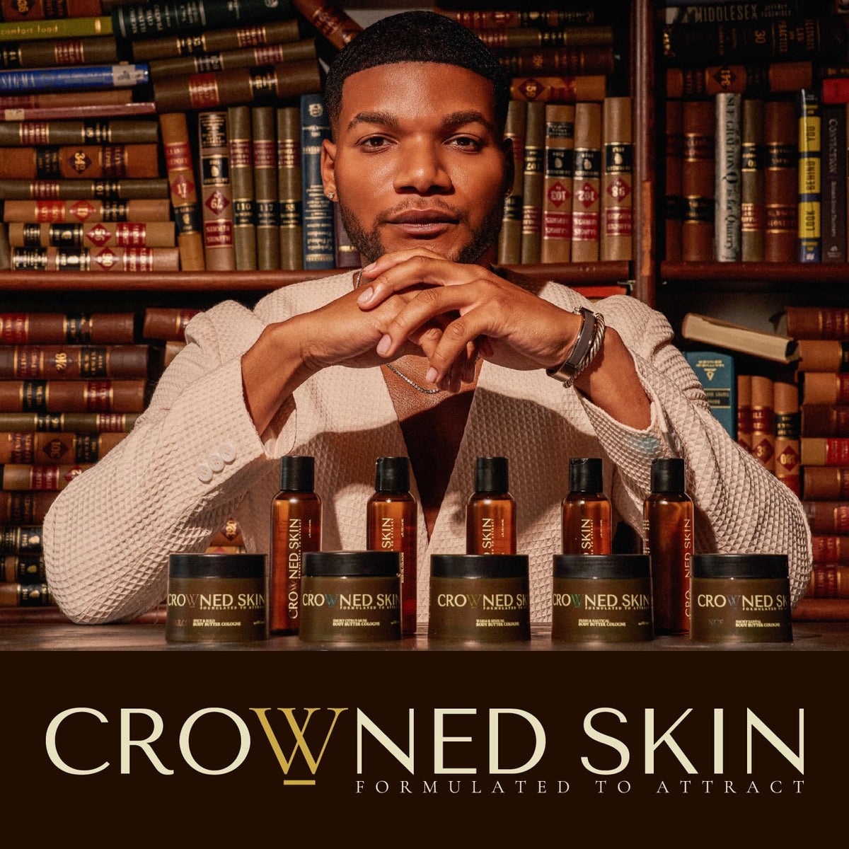 Crowned Skin King Body Butter Cologne and Body Oil Cologne Bundle | As Seen On Shark Tank | Skin Care Set with Warm Sandalwood & Leather Scent | Natural Shea & Mango Butter | All-Day Fragrance
