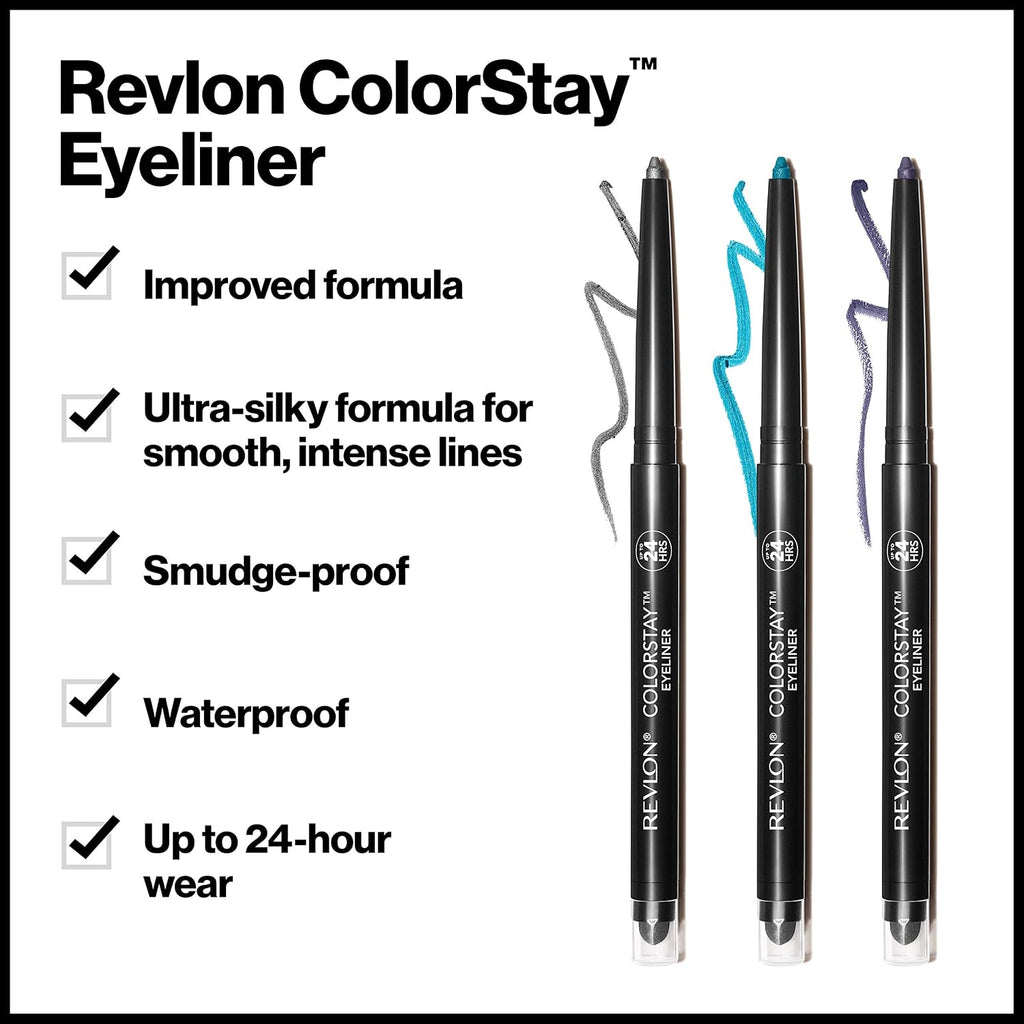 Revlon ColorStay Pencil Waterproof Eyeliner, Smudge-Proof, Eye Makeup with Built-In Sharpener, Packaging May Vary, 210 Teal, 0.01 oz