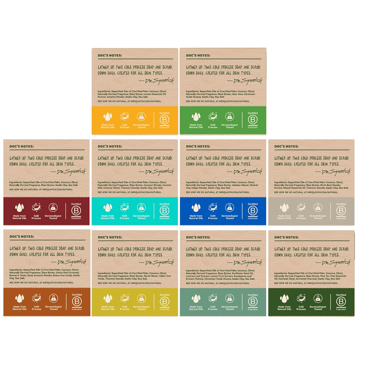 Dr. Squatch Natural Men’s Bar Soap, Body Soap Bar (5oz, 10-Pack)
